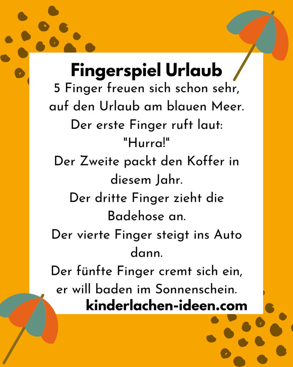 Fingerspiel Urlaub kinderlachenideen