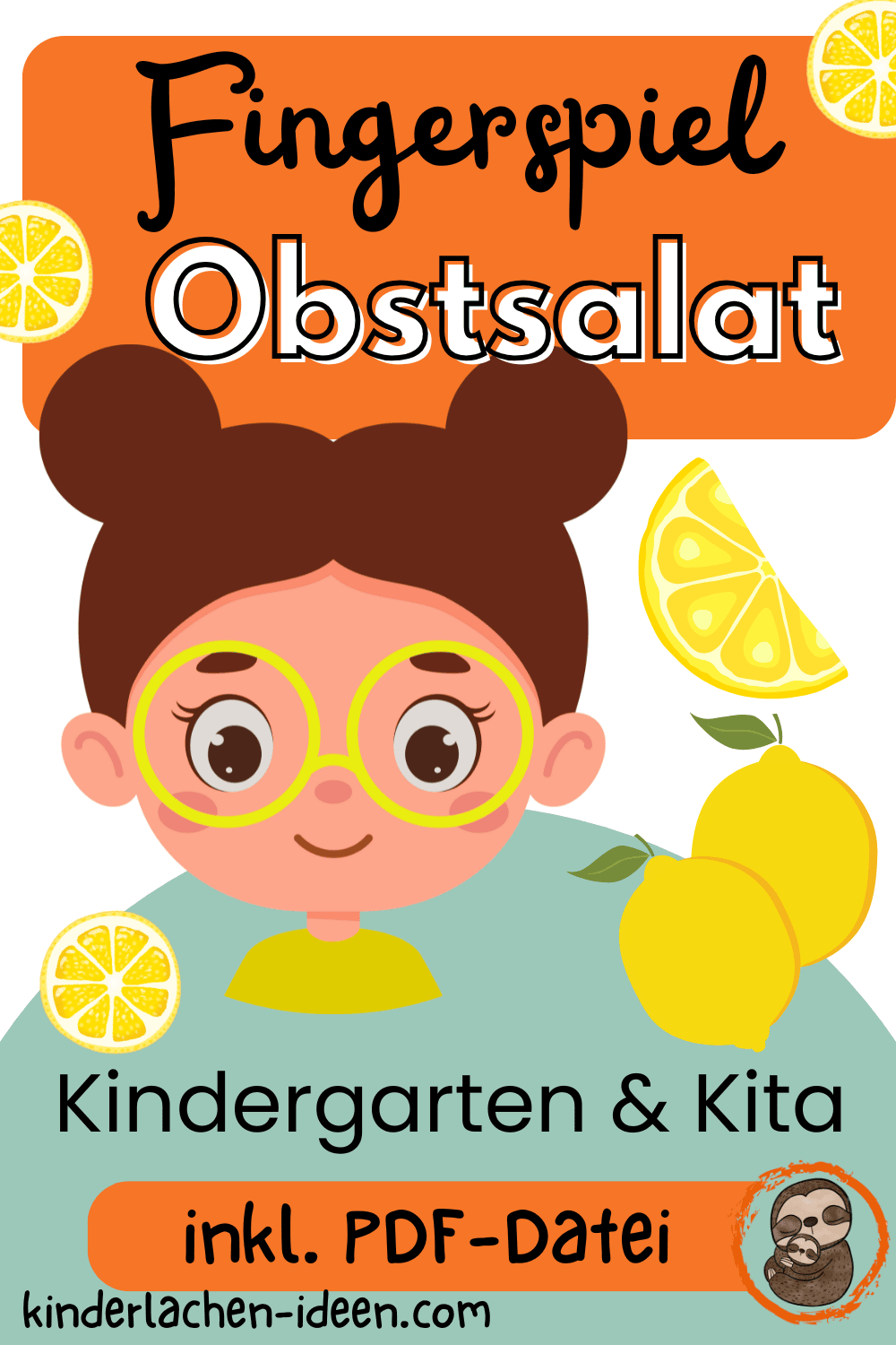 Bild: Mädchen, Zitronen. Text: Fingerspiel Obstsalat, Kindergarten Kita