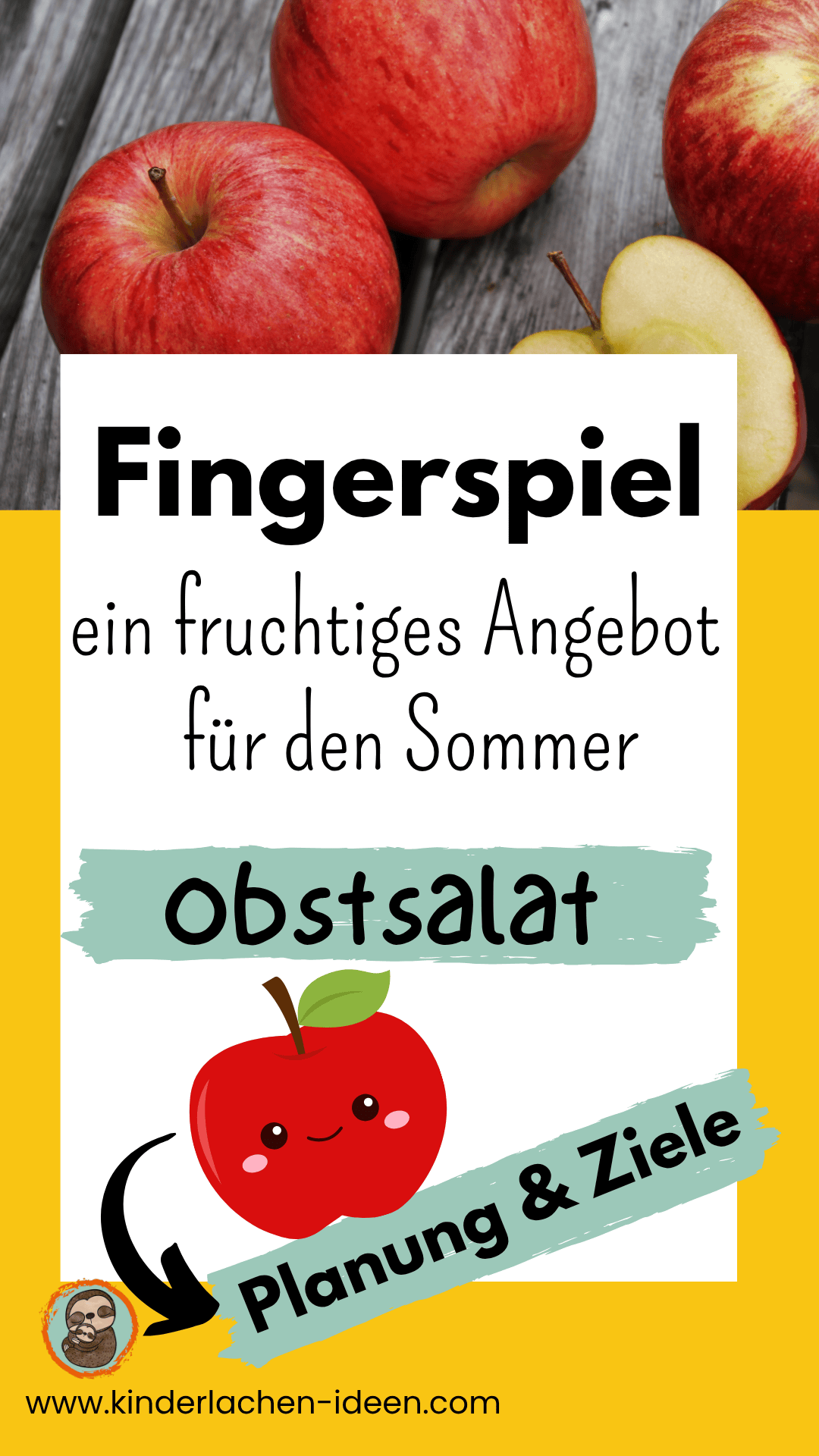 Text: Fingerspiel Obstsalat, ein fruchtiges Angebot für den Sommer. Bild: Äpfel