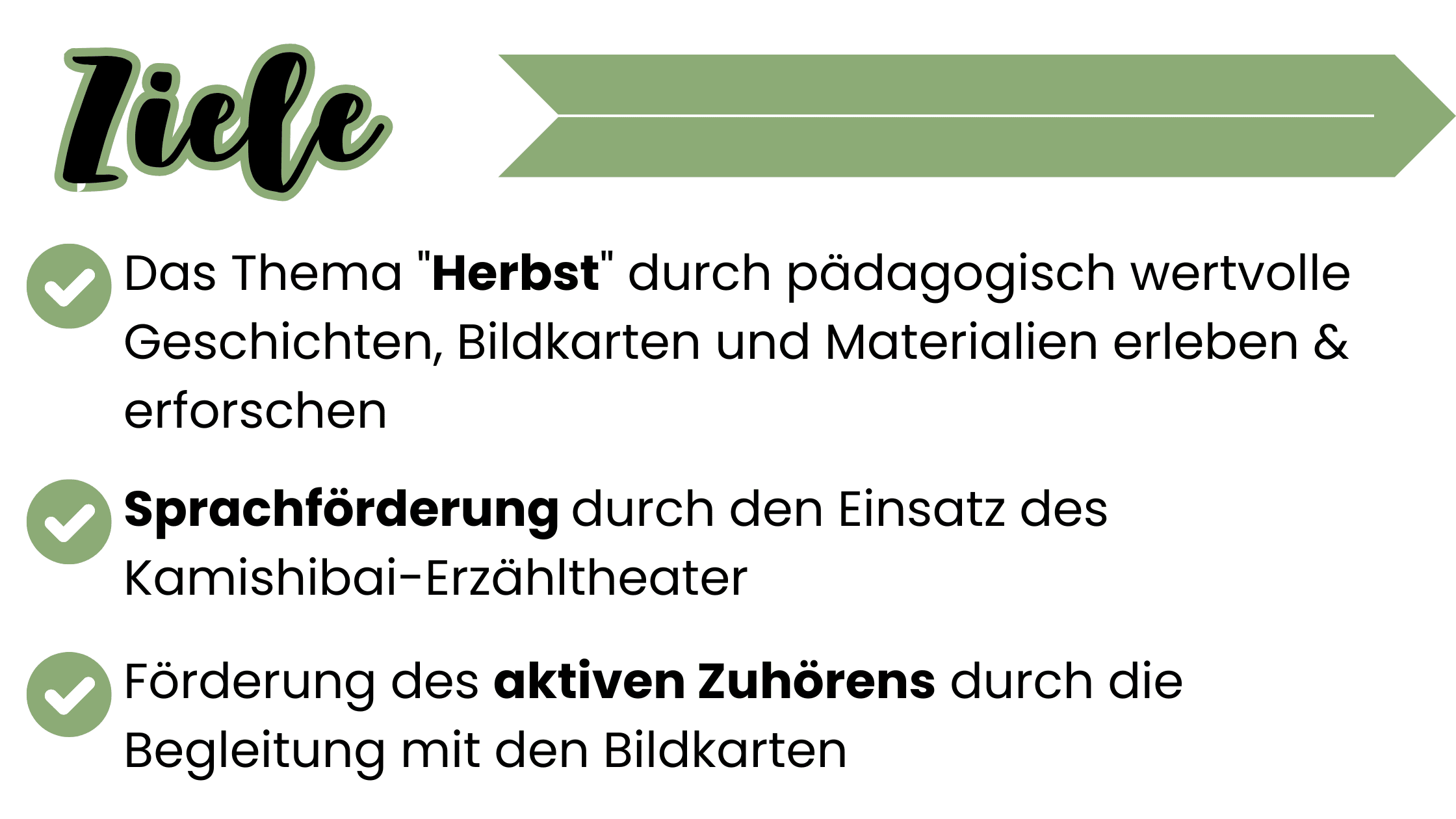 Ziele: Das Thema Herbst durch Geschichten erleben und erforschen, Sprachförderung, Förderung des aktiven Zuhörens durch das Kamishibai Erzähltheater