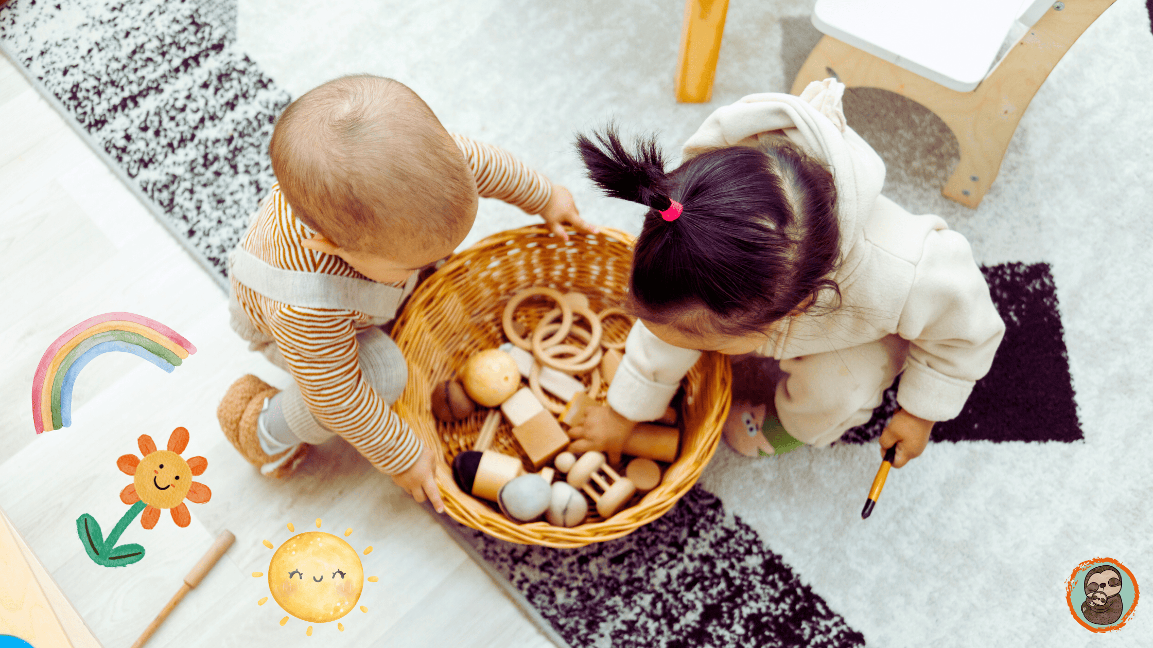 zwei Kleinkinder die in der Kita miteinander spielen