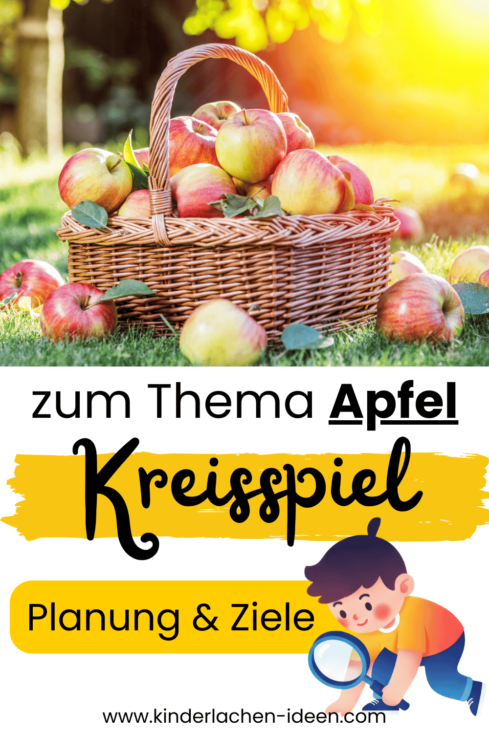 Thema Apfel Kreisspiel Kindergarten Kita U3 Morgenkreis Text: zum Thema Apfel. Kreisspiel. Planung und Ziele. Bild: Korb mit Apfel