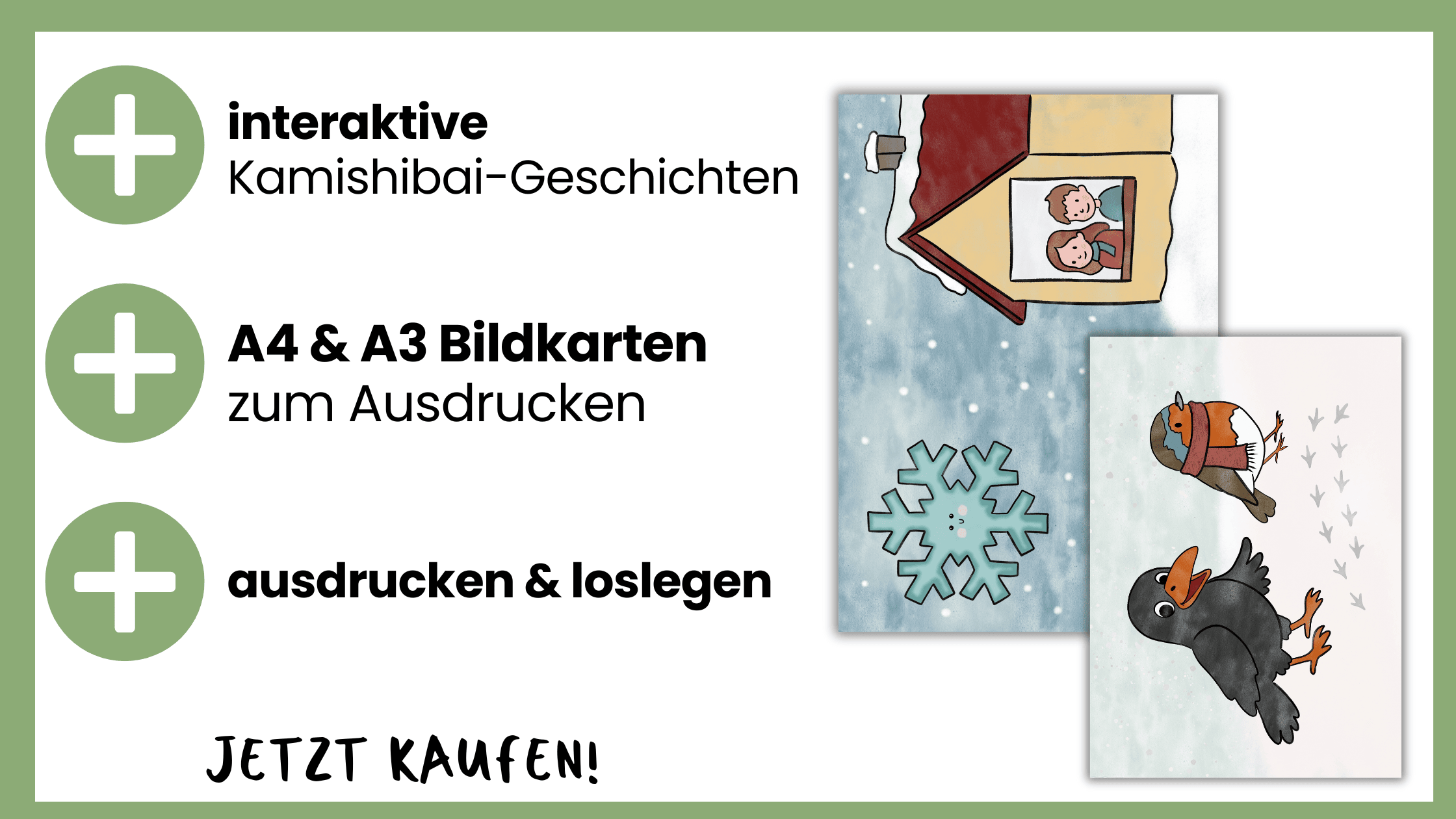 Kamishibai Paket Winter Geschichten Bildkarten 
